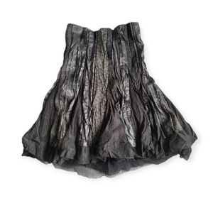 Vtg 90s Made in Italy Black Crinkle Mini Skirt Whimsigoth Goth Opium Paisley